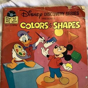 Vintage 70s Collector’s DISNEY Color & Shapes 24 page Book & Vinyl Record
